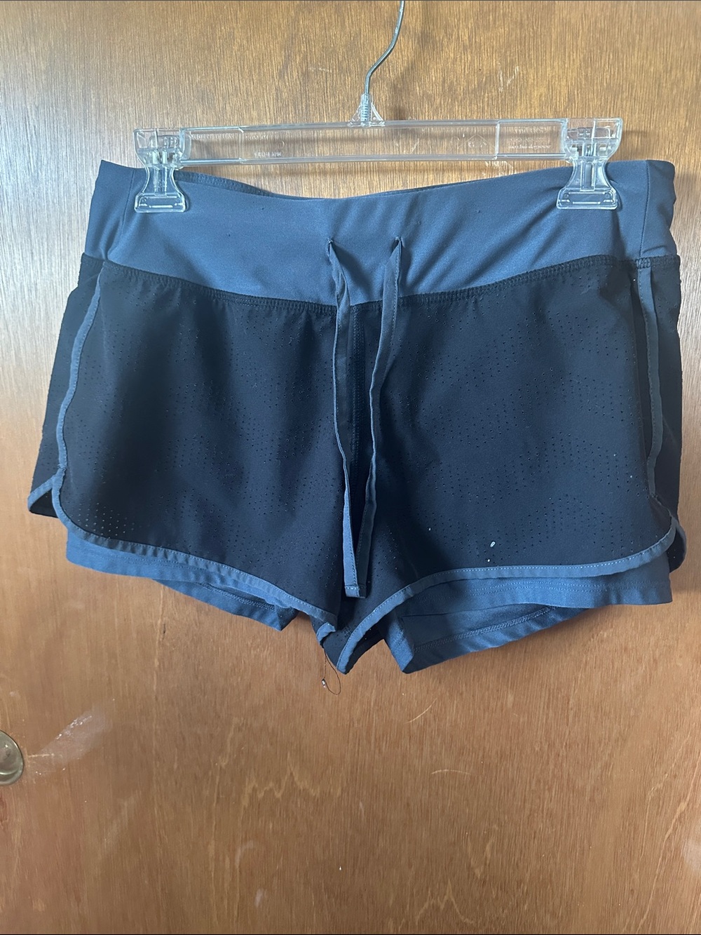 Avia Black and Navy Athletic Layered Running Shorts